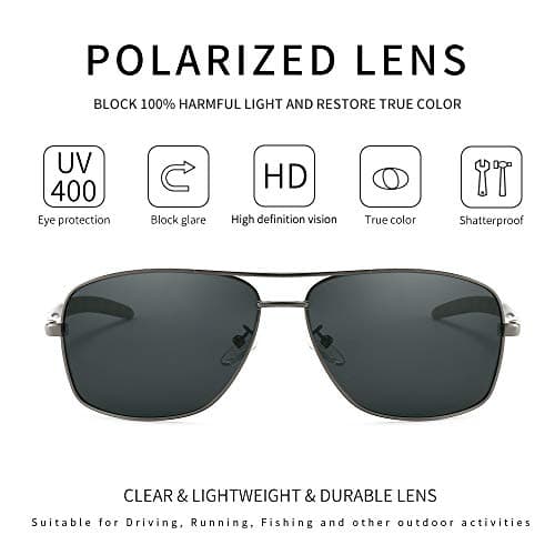 SUNGAIT Men's Polarized Sunglasses Durable Metal Frame for Fishing Driving Golf (Gunmetal Frame/Grey Lens) Metal Frame 0925 QKH - Thumbnail 2