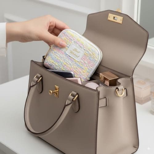 Small Travel Jewelry Case, Soft Tweed Organizer Pouch for Bangle, Bracelets, large Earrings, Beaded necklace, Anti-Scratch & Portable Jewelry Bag Holder for Travel & Everyday Use (Cotton Candy) - Thumbnail 2