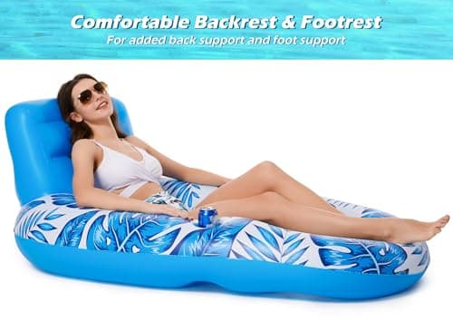 Jasonwell Inflatable Pool Float Adult - Pool Floaties Lounger Floats Raft Floating Chair Water Floaties for Swimming Pool Lake Lounge Float with Cup Holders Beach Pool Party Toys for Adults - Thumbnail 2