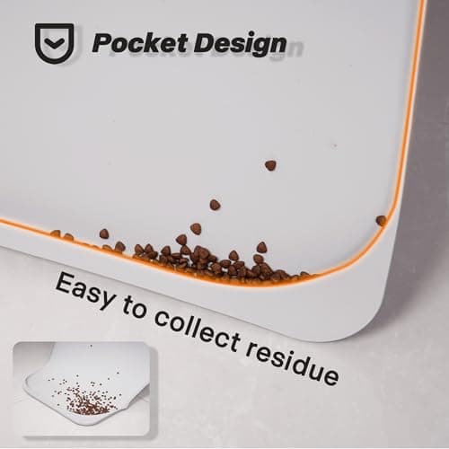 Dog & Cat Mat for Food and Water - Nityers Dog Food Mat for Floors Waterproof with Pocket, High Raised Edges, Thicker BPA Free Silicone, Pet Feeding mat for Bowl, Automatic pet Feeder, Water Fountain - Thumbnail 4