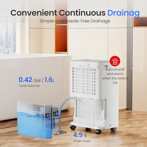 WHOY 30 Pints Smart Dehumidifier with WiFi App, for Home & Bedroom Up to 2,000 Sq. Ft., Ultra Quiet with Child Lock & Laundry Dry, 1.6L Tank & Continuous Drain Hose - Thumbnail 5