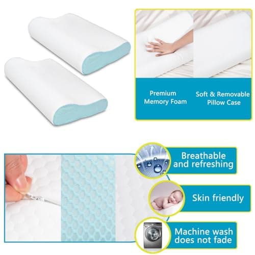 Enighs Cervical Memory Foam Pillow for Neck Pain Relief, Memory Foam Anti-Snore Pillows - Thumbnail 6