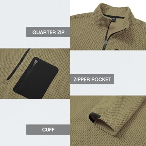 M MAELREG Mens Pullover Quarter Zip Midweight 1/4 Zip Pullover Mens Casual Long Sleeve Texture Warmth Sweatshirts - Thumbnail 5