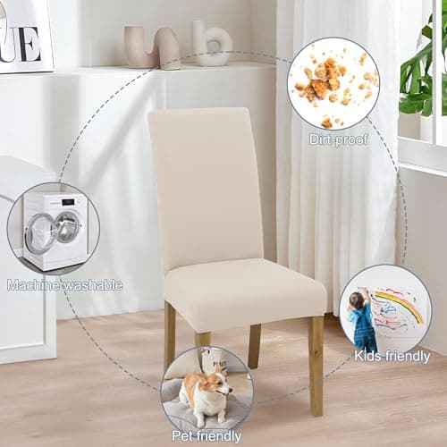 BIETYONE Stretch Dining Chair Covers Set of 4, Soft Removable Washable Kitchen Parsons Chair Slipcovers, High Elastic Seat Protector for Home Hotel Banquet - Thumbnail 6