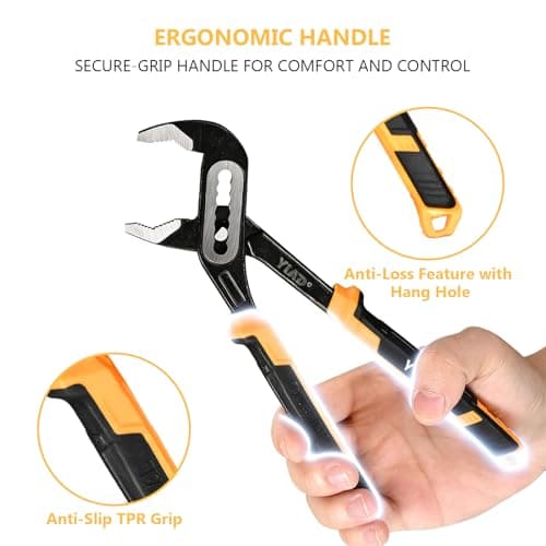 Tongue and Groove Pliers 8/10/12 Inch Adjustable Pliers Set Groove Joint Pliers With 7-Position Push-Lock,V-Jaw Water Pump Pliers With Cushion Grip Handle Tools For Plumber Home Repair Maintenance - Thumbnail 5