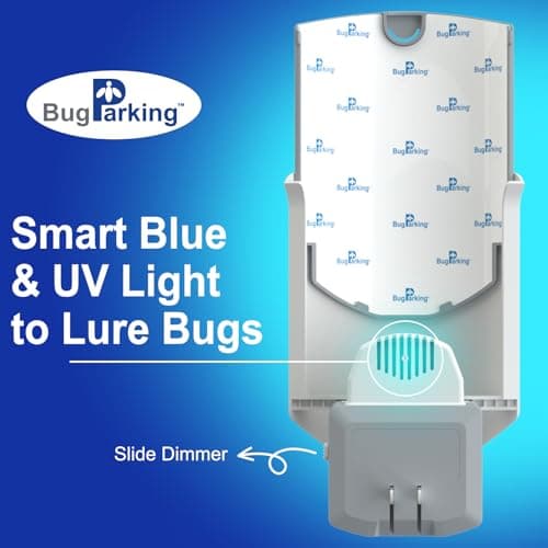 Bug Parking Flying Insect Trap, Plug-in UV Light for Gnats, Fruit Flies and Houseflies, Silent Sticky Catcher for Indoor Use, 1 Device & 5 Refills - Thumbnail 3