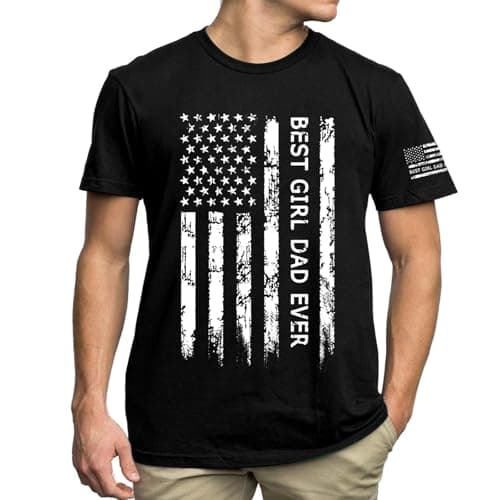QIXYN American Flag Patriotic T-Shirt Men Graphic Tee Best Dad Ever Shirt for Men Tops for Dad