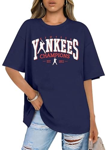 Baseball Shirts Women Oversized Baseball Team Graphic Tshirt Game Day Mom Shirt Funny Baseball Fan Tee Casual Tops Navy - Image 1