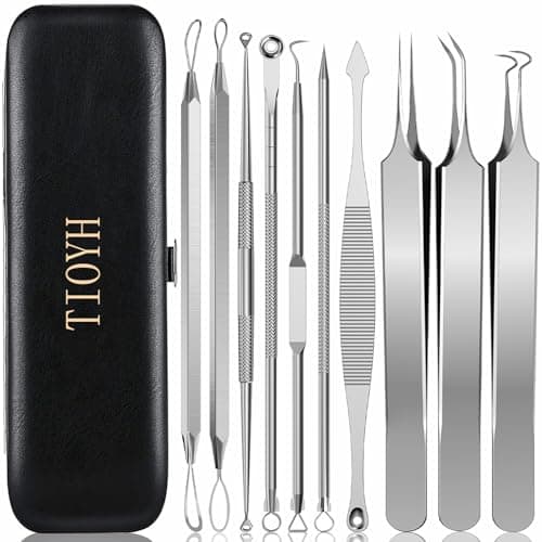 Professional Pimple Popper Tool Kit,10 PCS Blackhead Remover Kit,Extractor Acne Removal Kit for Easy Removal for Pimples,Comedone Extractor Tools for Removing Zit,Acne Removal Kit (Silver) - Image 1
