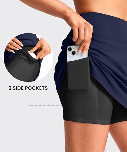 Viodia 16" Skorts for Woman with Pockets Athletic Tennis Pickleball Golf Skort Summer Casual Skirts with Shorts Navy - Thumbnail 5