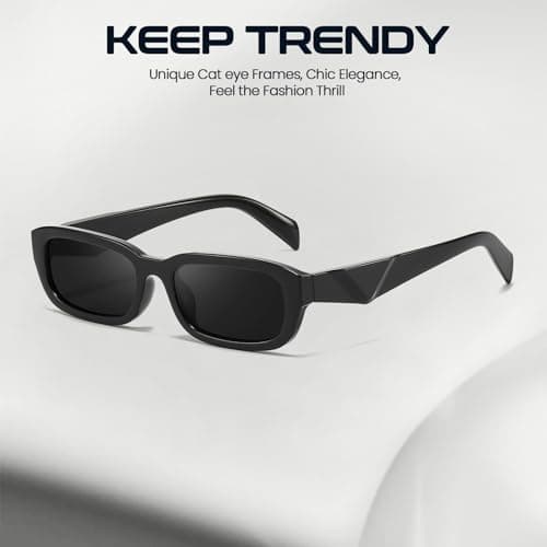 SODQW Retro Sunglasses for Women Fashion 90’s Vintage Small Rectangle Frame UV400 Protection - Thumbnail 6