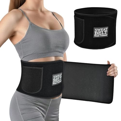 LKV Waist Trainer for Women Lower Belly Fat, Waist Trimmer Sweat Belt for Workout, Neoprene Waist Sweat Band, Stomach Wrap Body Shaper for Women Black - Image 1
