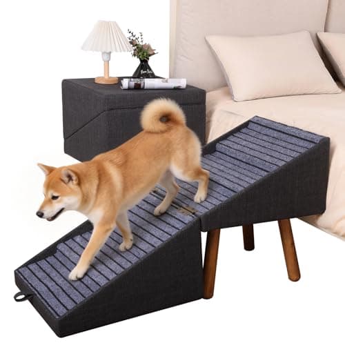 21.06”H Dog Stairs for High Bed, 6-Step Pet Stairs with Split Ottoman Design - Tall Dog Steps Convertible to Bedside Table Nightstand, Large Non-Slip Stairs for Big Medium Dogs to Bed