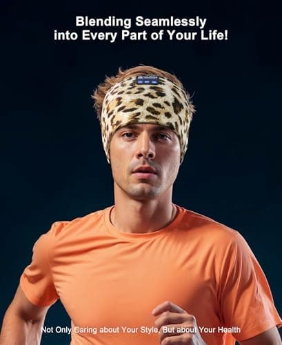 LOVE EYE Sleep Headphones Wireless Headband Headphones Bluetooth 5.4 for Side Sleeper Bluetooth Headband Earphones for Sports for tech Gadgets Gifts(LeopardPrint) - Thumbnail 3