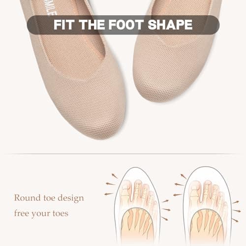 ATHMILE Women's Ballet Flat Shoes Round Toe Slip on Women Flats Knit Flat Shoes for Women for Dressy Casual Office Work Wedding Comfort Soft Pink Size 9 - Thumbnail 5