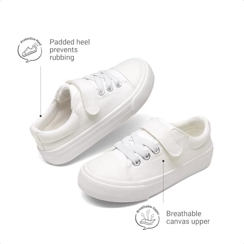 DREAM PAIRS Kids Toddler Sneakers Boys Girls Casual Canvas School Shoes,Size 9 Toddler,All White,SKFN26001K - Thumbnail 5