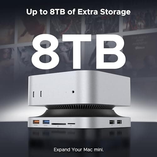 Acer Gadget Mac Mini M4 Dock, 8TB M.2 NVMe/SATA SSD Enclosure & Stand, 4K@144Hz HDMI, 10Gbps USB-C & USB-A Hub, SD/TF Card Reader, 3.5mm Audio, Aluminum Docking Station for Mac Mini M4 & M4 Pro, Black - Thumbnail 2