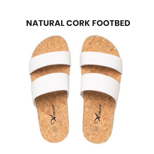 Athlefit Women's Sandals, Soft Cushion Footbed Platform Slides with Arch Support, and 2 Straps for Women (6.5,White) - Thumbnail 4