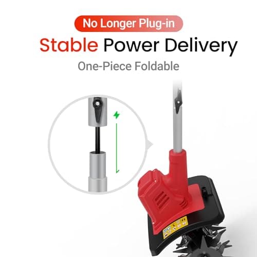 Cordless Brushless Garden Tiller Cultivator Compatible with Milwaukee 18v Battery(Tool Only), 10’’ Wide 7’’ Deep Electric Soil Rototiller, 48-Tine Mini Rotary Areator for Garden Beds &Soil Preparation - Thumbnail 3