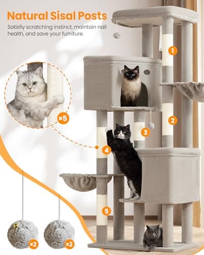 84 Inch XXL Cat Tree, Extra Tall Giant Cat Tower for Indoor Large Adult - Thumbnail 6