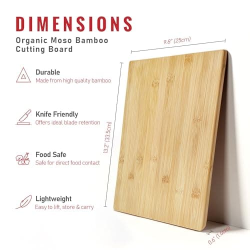 Homish Bamboo Cutting Board for Kitchen - Wood Chopping & Charcuterie Board | Made with Moso Bamboo - Double Sided Pre Oiled (13.2" x 9.8" / 33.5 x 25 cm) - Thumbnail 2