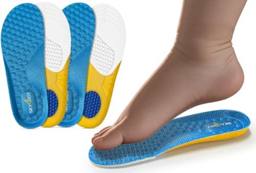Skyfoot Shoe Insoles for Kids Worn Down Inserts Replacement, Comfy, Breathable, Cut to Fit Sturdy Shoe Soles for Child Sneakers (Blue - 2 Pairs, Little Kids: 13-3) - Image 1