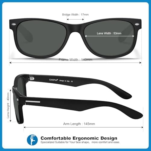 CARFIA Polarized Sunglasses Men Womens UV Protection,TR90 Lightweight Frame Sports Life Style Outdoor Running Sun Glasses - Thumbnail 6