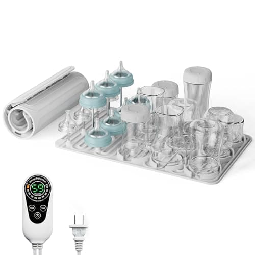 RYJNM Baby Bottle Drying Rack, Electric Bottles Rack Dryer with Heating & Timer, Fast Dry Silicone Bottle Storage Organizer, Space Saving Kitchen Bottle Rack Dryer for Bottles and Pacifiers