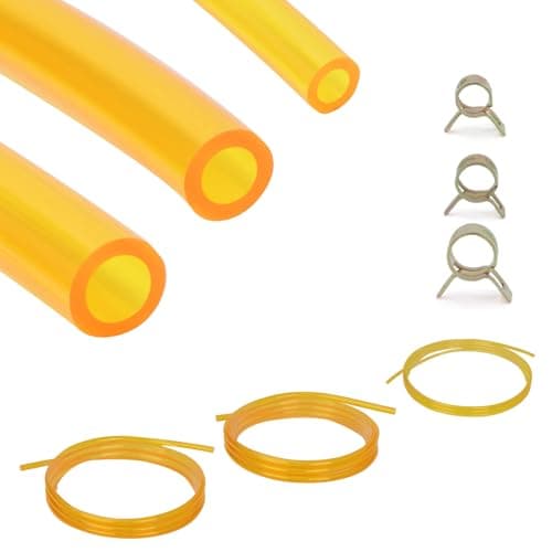 SSFOLPFEE Premium TPU Fuel Line Kit 3 Sizes (3mm ID/5mm OD, 5mm ID/8mm OD, 6mm ID/9mm OD), 6.6ft Each, with 12 Steel Clamps, Universal Gas Diesel Fuel Hose for Lawn Mower Chainsaw Small Engines - Image 1