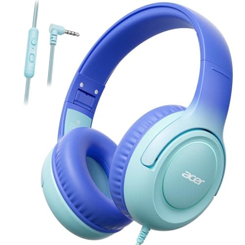acer Kids Headphones - 85/94dB Volume Limiter, Foldable Wired Over Ear Headphones for Travel, 3.5mm Jack, Toddler Headphones for School, Travel, iPad, Tablet, Blue Gradient, HK03 - Image 1