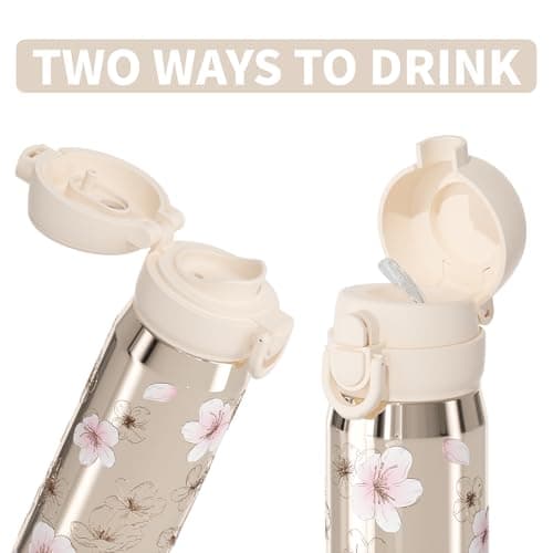 Yanis3 17 oz Insulated Tumbler with Straw & Carry Loop, Peach Blossom Embossed Design, Non-Slip Silicone Base, Vacuum-Insulated Stainless Steel Travel Mug, Leak-Proof & Portable - Thumbnail 3