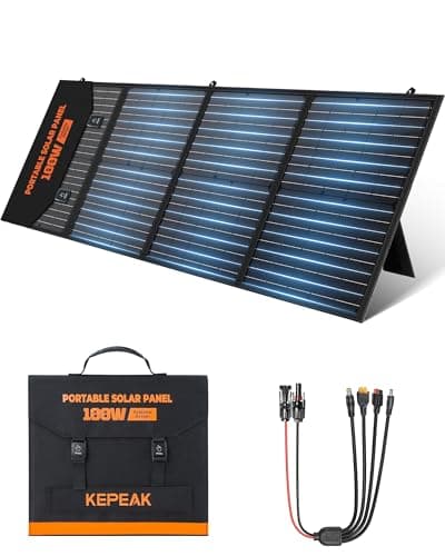 KEPEAK 100W Portable Solar Panel, Foldable Solar Panel with QC3.0 & PD, Waterproof High-Efficiency Solar Charger for RVs, Camping, Emergency Backup - Image 1