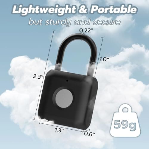 Keylesslife Fingerprint Padlock,Smart Padlock APP Control,Gym Locker Lock,Fingerprint Lock USB Rechargeable for Gym Locker,Locker, School,Storage Black - Thumbnail 6