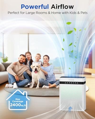 KOIOS Air Purifiers for Home Large Room up to 2400sq.ft, Air Purifier for Home Pets with Washable HEPA Filter, Air Quality Sensor & Aromatherapy, Air Cleaner for Bedroom, Dorm, Office K03 - Thumbnail 2