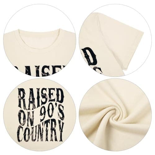 Raised on 90s Country Shirt Womens: Country Concert Outfit Country Music Tshirt Vintage Graphic Short Sleeve Tees Apricot - Thumbnail 6