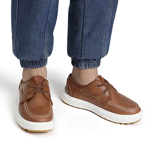 Bruno Marc Boys Boat Shoes, Classic Moccasin Toe, Slip-Resistant Outsole, Cushioned Comfort, Easy Slip-On with Elastic Laces, Casual School Daily Wear, Size 10 Toddler,Brown,SBLS2336K - Thumbnail 2