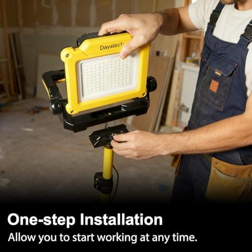 DAYTECH 25W 4000LM Cordless LED Tripod Work Light, Compatible with DeWalt Milwaukee Makita 18-21V Tool Batteries, 160LM/W High Efficiency Industrial Flood Work Lamp for Electrical, Jobsite Lighting - Thumbnail 4
