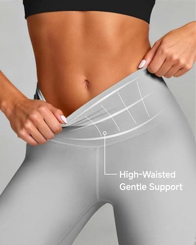 Buttery Soft Second-Skin High Waisted 7/8 Leggings for Women Light Grey - Thumbnail 2