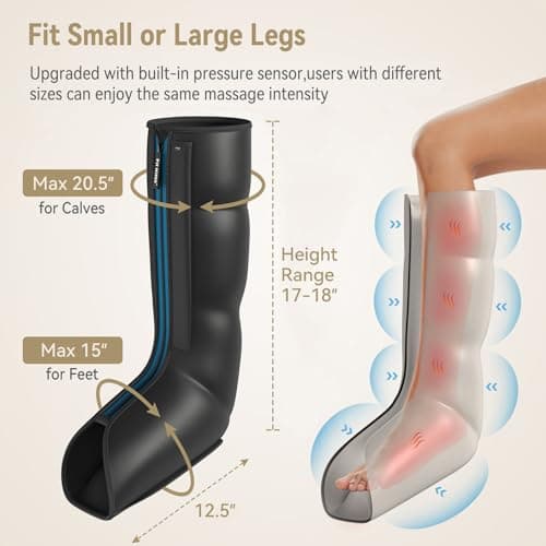 FIT KING Leg Massager with Heat and Compression Therapy, Leg Compression Massage for Circulation, Swollen Leg, RLS Pain & Fatigue Relief, Foot Calf Massager Boots, Recovery Pressure Boots - Thumbnail 6