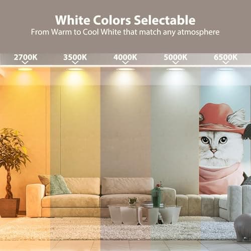 DAYBETTER Smart Recessed Lighting 6 Inch, Wi-Fi Connect RGBCW LED Downlight,Color Changing Tunable White (2700K-6500K), Ultra Thin Dimmable with Junction Box 4 Pack - Thumbnail 2