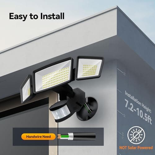 TECKNET Flood Security Motion Sensor Outdoor Lights, 4200LM 150LEDS Lights Outdoor with Wireless Remote Control, IP66 Waterproof - 1 Pack, Black - Thumbnail 6