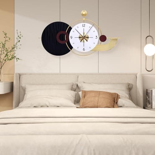 Anmotpe 37.8×21 Inch Light Luxury Retro Wall Clock - Battery Operated Modern Wall Clock with Large Geometric Design for Living Room, Bedroom, Home Decor - Thumbnail 4