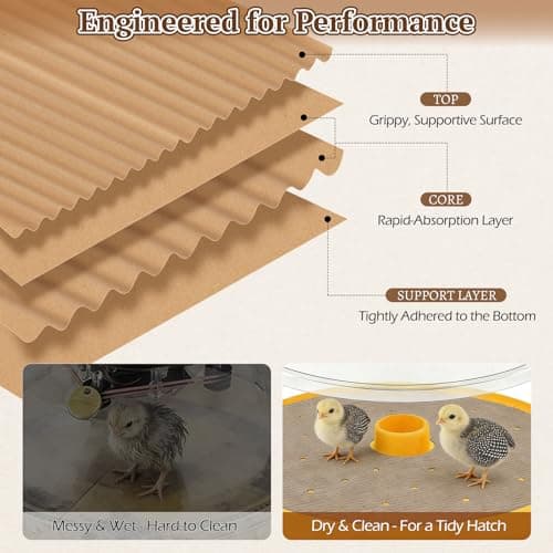 YIBOBO 6 Pack Upgraded Corrugation Hatching Mat with Ventilation Holes, Textured Disposable and Absorbent Hatch Floor Covering, for Stable Chick Footing and Humidity Balance in 24-Egg Incubators - Thumbnail 4