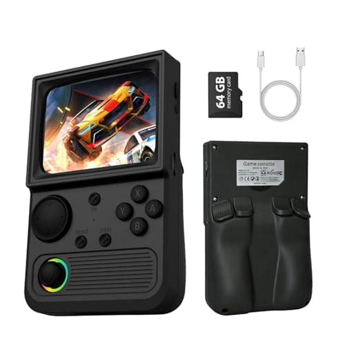 Retro Game Console R36T Handheld Game Console with 64GB Preloaded Games, Support WiFi Networked Fighting, 3.5" IPS Screen, Portable Emulator for Family, Adults & Nostalgic Players (Black R36T 3.5")