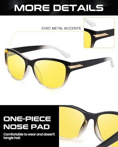 SODQW Night Driving Glasses for Women Men Polarized Anti Glare Night Vison Glasses for Nighttime Driving UV400 Yellow Lens 26 - Thumbnail 4