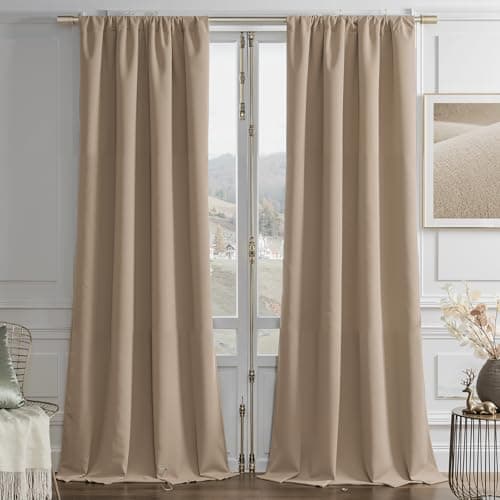 Joydeco Toffee Brown Velvet Curtains 84 Inches 2 Panels, Luxury Thermal Insulated Soft Brown Curtains for Bedroom & Living Room, Room Darkening Velvet Drapes, Rod Pocket (52W x 84L)