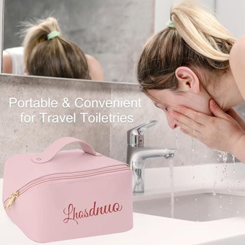 VBAIFAyy Personalized Makeup Bag with Custom Name - Large Capacity Travel Cosmetic Organizer, PU Leather Toiletry Bag for Women, Mothers Day Gift Idea with Handle & Dividers - Thumbnail 5