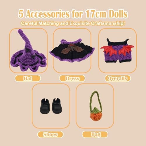 POPNANA Doll Clothes Set for 15-17cm Halloween (No Doll) A (Purple;) - Thumbnail 3