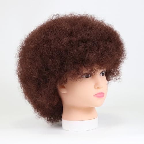 LQVEAIR Brown Afro Wigs for Women Small Size Adjustable Afro Kinky Wig 115gram Synthetic Disco Wigs For Daily Cosplay Party (Small,33#) - Thumbnail 6