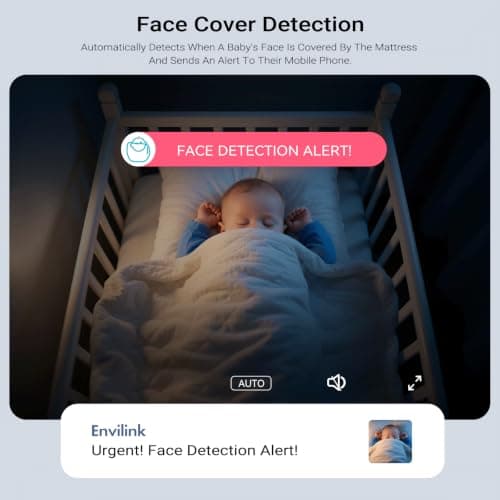 Envilink Upgrade Smart 1080P WiFi Baby Camera with APP, Video Baby Monitor with Camera and Audio, Cry Detection, Sleep Report, Night Vision, 2-Way Talk, 8 Lullabies Cloud Storage, Share to Family - Thumbnail 3